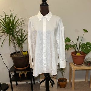 Zara NWT White Oversized Button Up Shirt